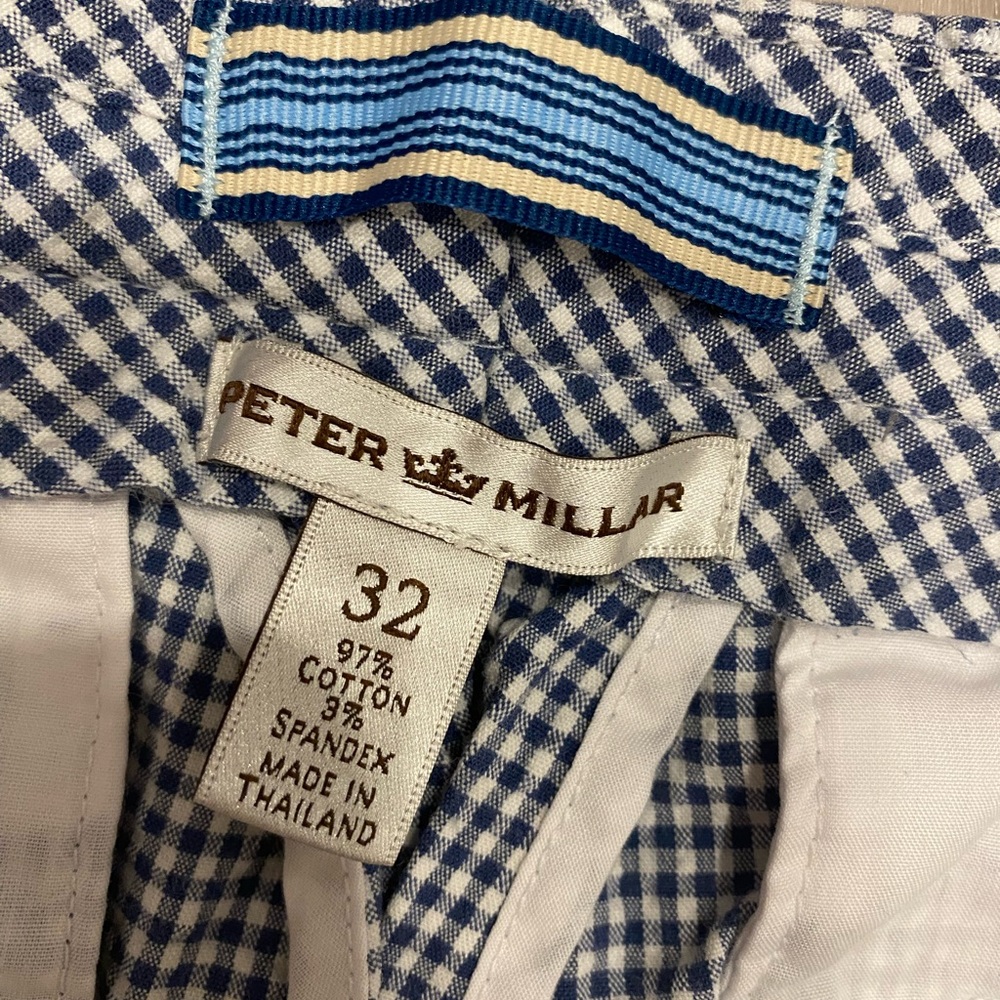 Peter Millar Gingham Checked Blue White Cotton Sh… - image 7